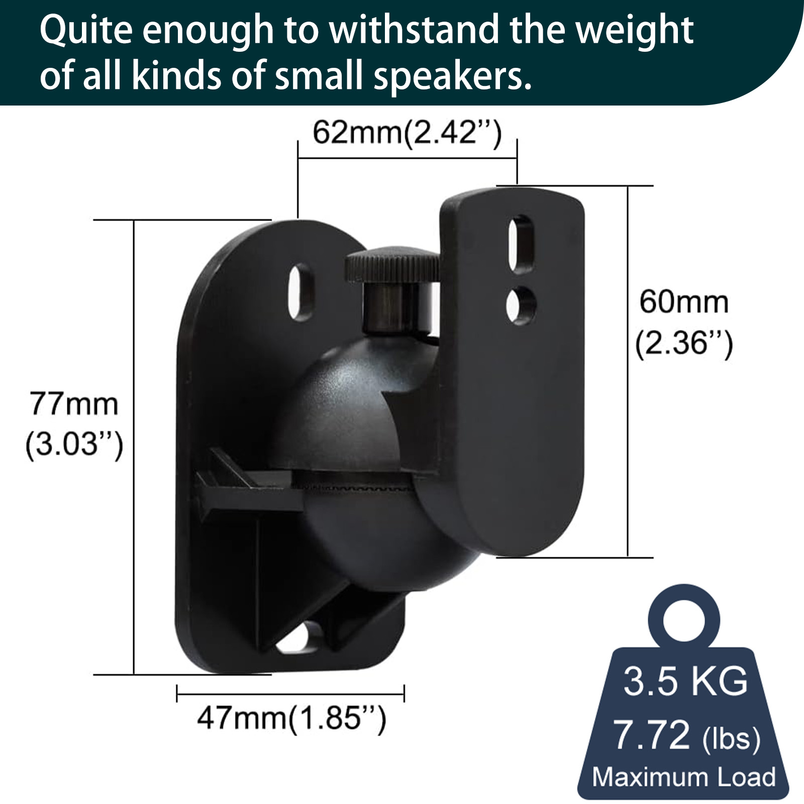 Soporte de montaje en pared para altavoz, 2 piezas, sonido mejorado, ahorro de espacio, altavoz pequeño resistente y duradero, accesorio montado en la pared, soportes de Audio