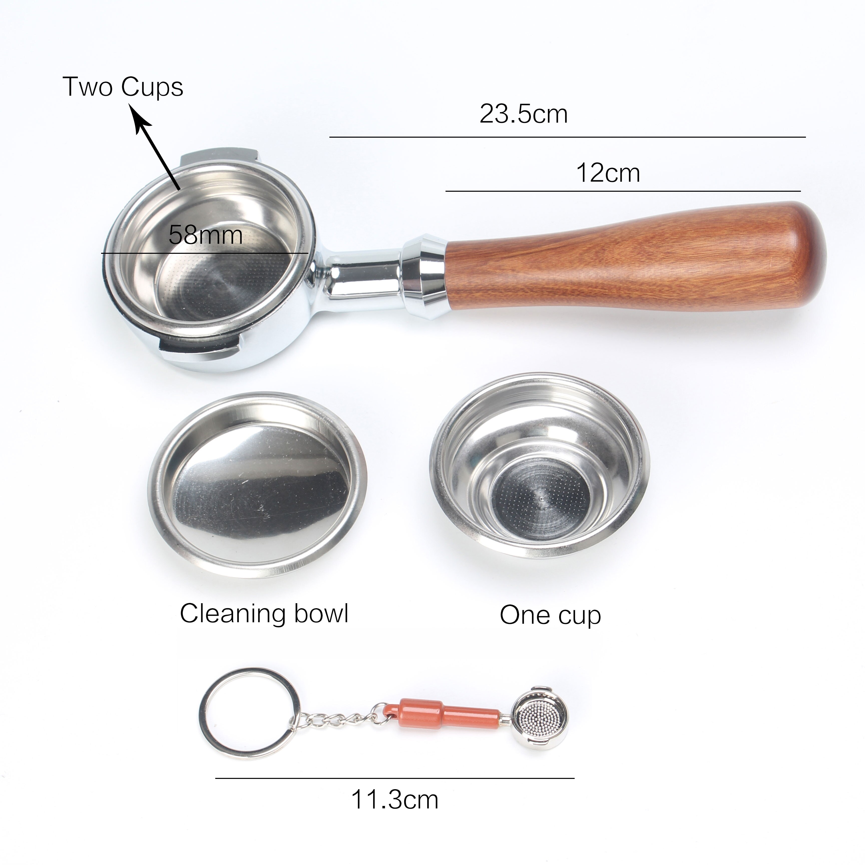 Machine à café expresso professionnelle, filtre sans fond 58MM en acier inoxydable, avec 2 tasses et 1 panier filtrant inclus