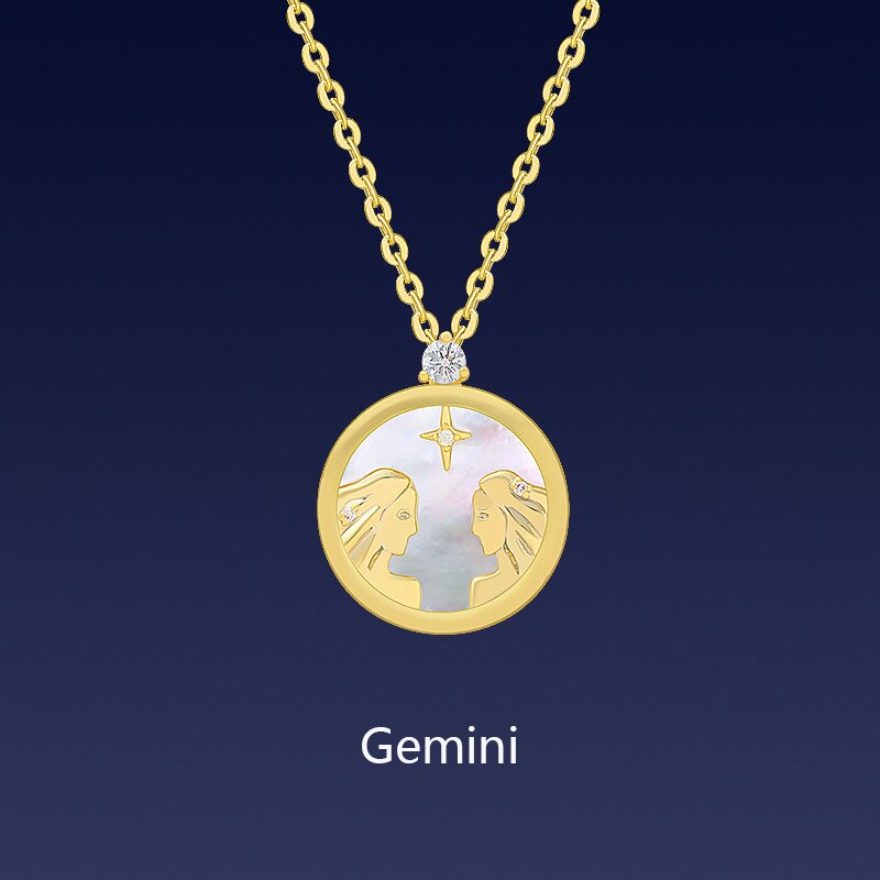 Fashionable Popular 12 Constellations Necklace Women Simple Versatile Pisces Temperament Neck Ornament: Gemini