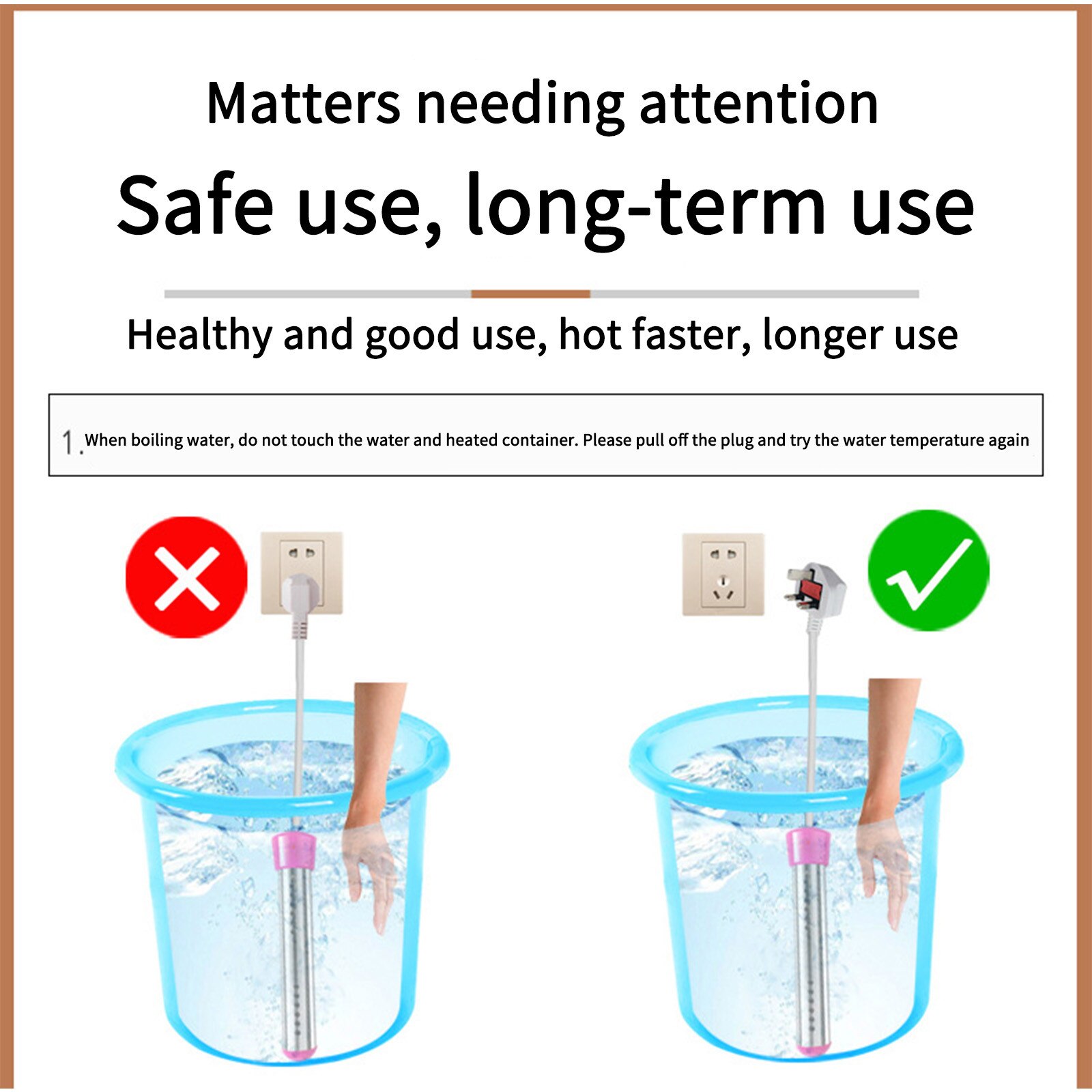 220V Water Heater Thermostat Floating Electric Water Heater Portable Immersion Suspension US Plug