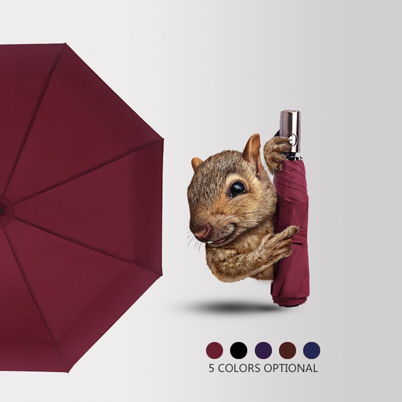 Automatic 3 Folding Aureate Handle Big Umbrella Rain Women Luxury Windproof Stand UV Umbrella Ideas Paraguas