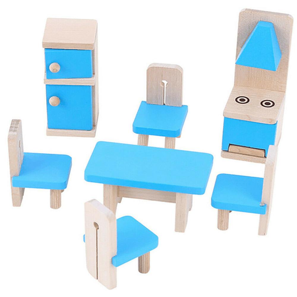 Giocattoli delicati in legno per mobili per case delle bambole Set in miniatura per bambini finta sale giochi accessori educativi per bambini