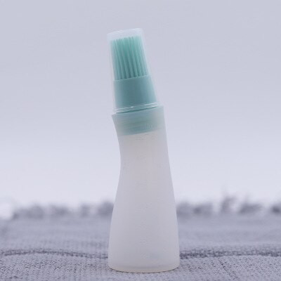 Botella de aceite con cepillo, cepillo portátil de silicona para barbacoa, botella con brocha aplicadora de aceite con tapa, dispensador de aceite de cocina, accesorios para barbacoa: B Green