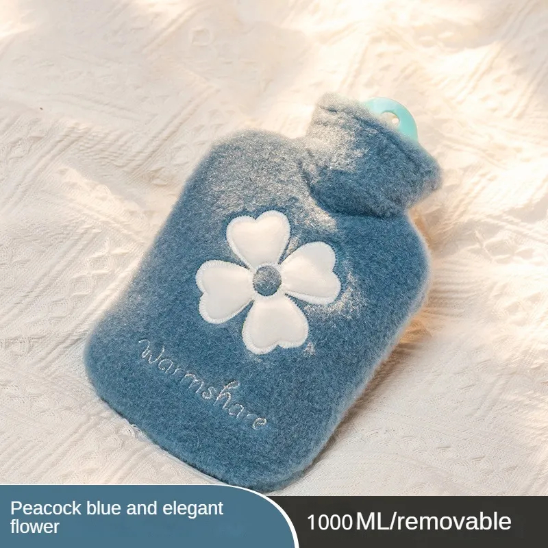 Bottiglia di acqua calda in flanella scaldamani invernale carino bottiglia d'acqua Kawaii per ragazze bottiglie calde portatili per letto a mano in vita 500/1000ml: Viola