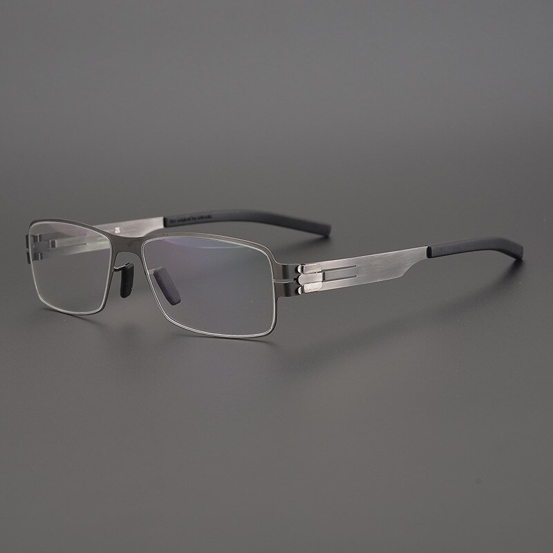 German Brand Ultra Light Screwless Glasses Frame Men Myopia Optical Prescription Eyeglasses Women Business Rectangle Spectacle: Gun Gray