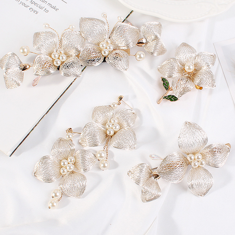 Koperen Draden Tiara Bruiloft Kroon Bloem Bruids Haar Stuk Kam Handgemaakte Vrouwen Prom Haarband Accessoires