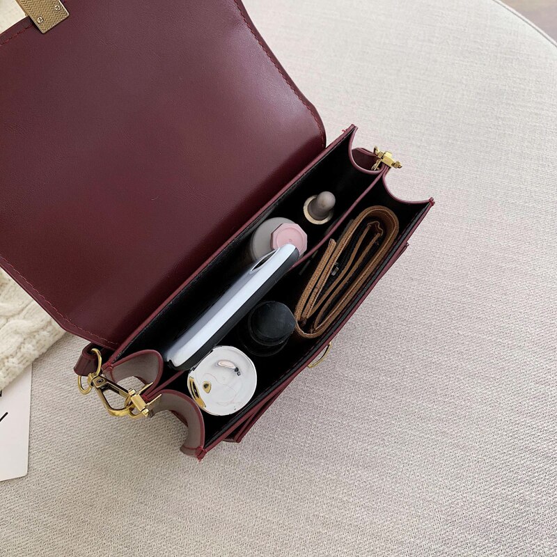 Solid Color PU Leather Crossbody Bags for Women Lock Shoulder Simple Bag Travel Small Handbags Sac Epaule