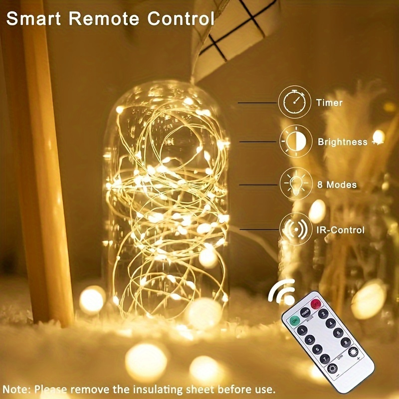 Dimmable USB String Lights Made of Copper Wire, Fairy Lights with Remote Control, Ideal Decor for Bedroom, Ceiling, Christmas
