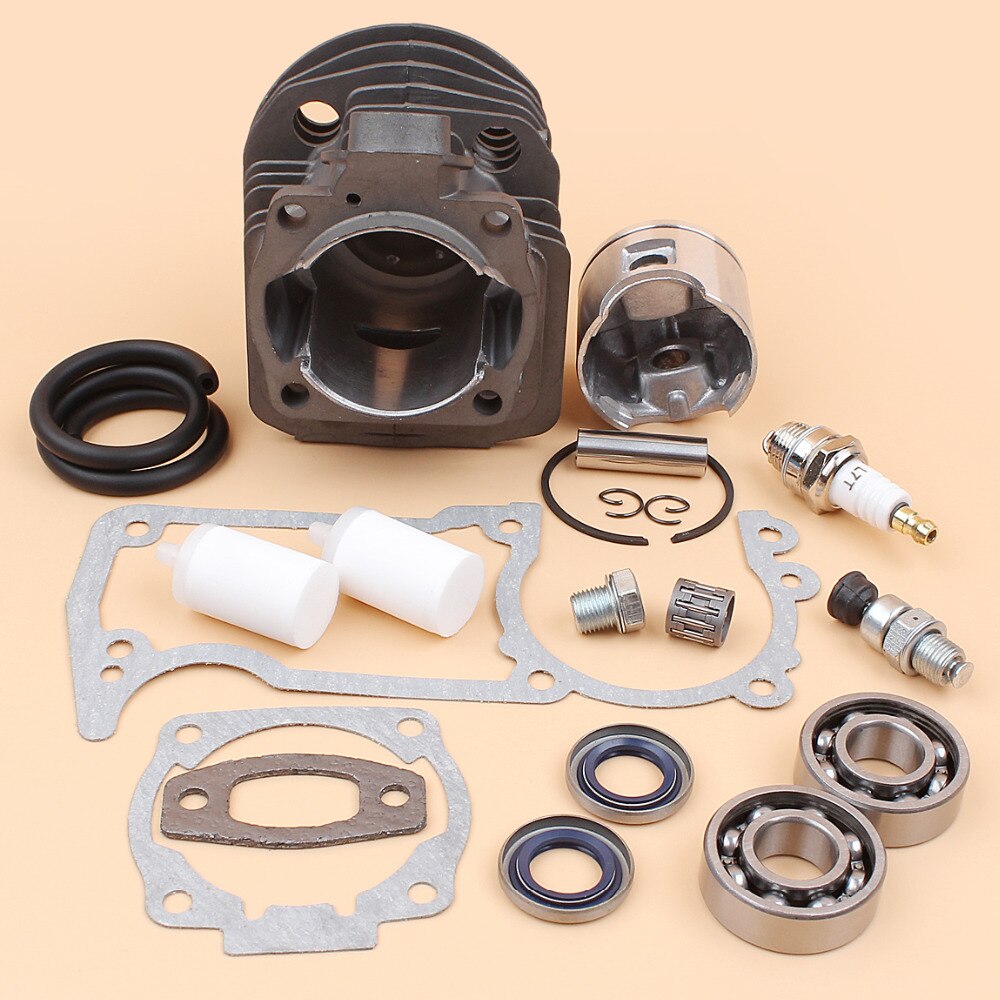 46mm nikasil cilindro pistão manivela rolamento kit junta para husqvarna 51 55 55 peças de motosserra fazendeiro com válvula de descompressão