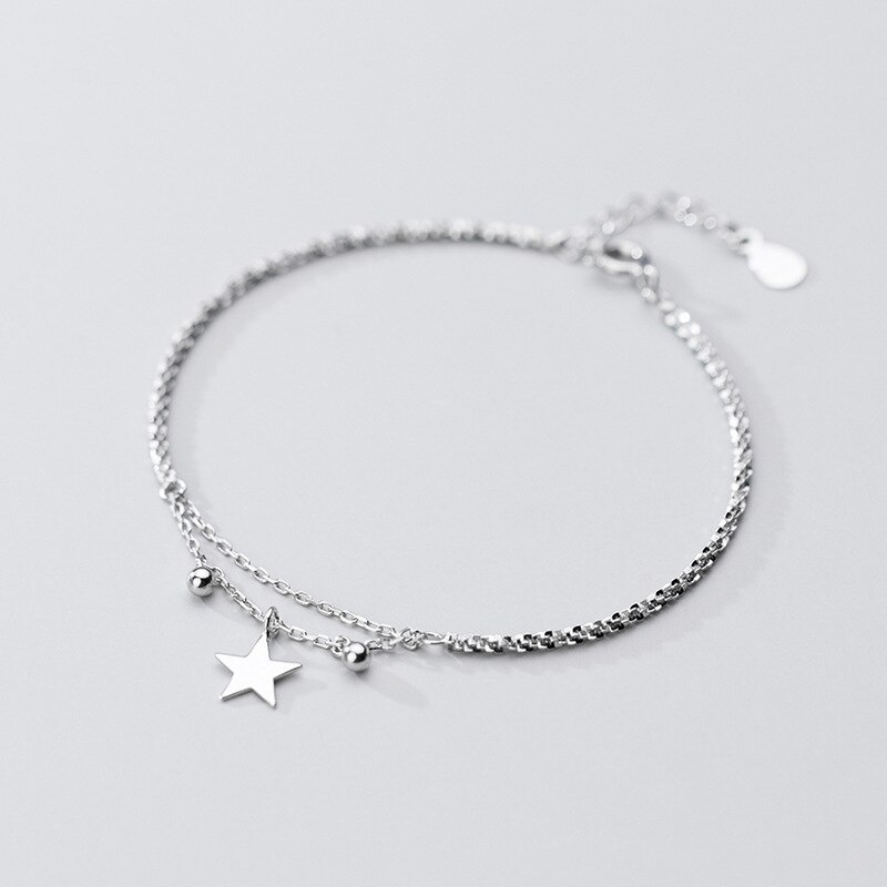 Double Layer Leuke Kralen Sterren Armband Voor Vrouwen Echt 925 Zilveren Verstelbare Armband Beste Vriend Birthday Party