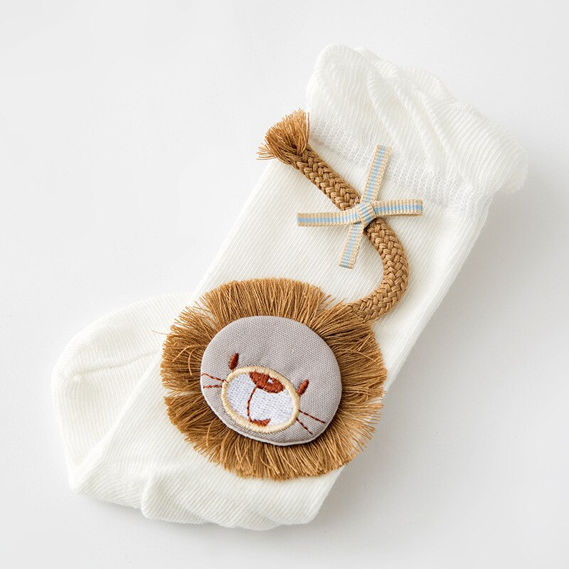 Chaussettes amples en coton pour bébés, motif Lion de dessin animé, pour garçons et filles, collection printemps et automne: WHITE / 0-1year