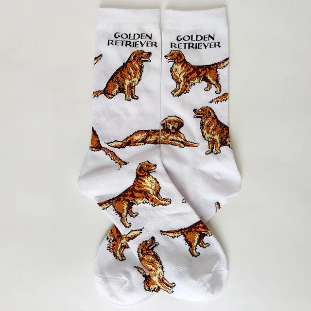 Crew Funny Women Socks Border Collie Schnauzer Lab Scottie Beagle Boxer Pug Bulldog Sheltie Golden Doodle Retriever: ORANGE RED