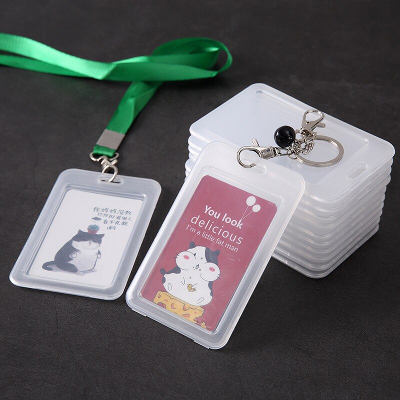 Transparante Pp Effen Kleur Enkele Shell Student Opknoping Card Cover Werk Id Clear Kaarthouder Protector Cover Unisex Vrouwen Mannen