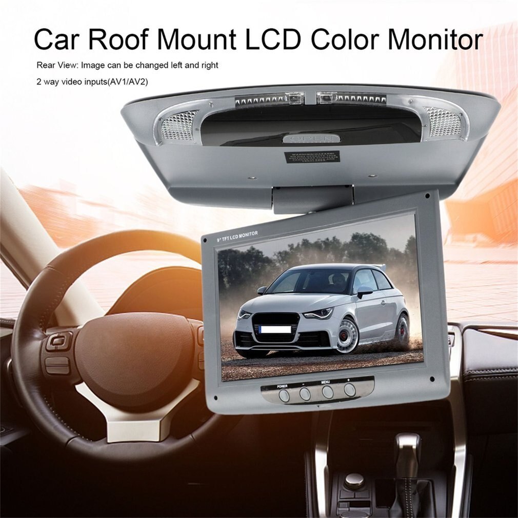 9 polegada 800*480 tela de montagem do telhado do carro lcd monitor a cores flip down tela sobrecarga vídeo multimídia teto montagem
