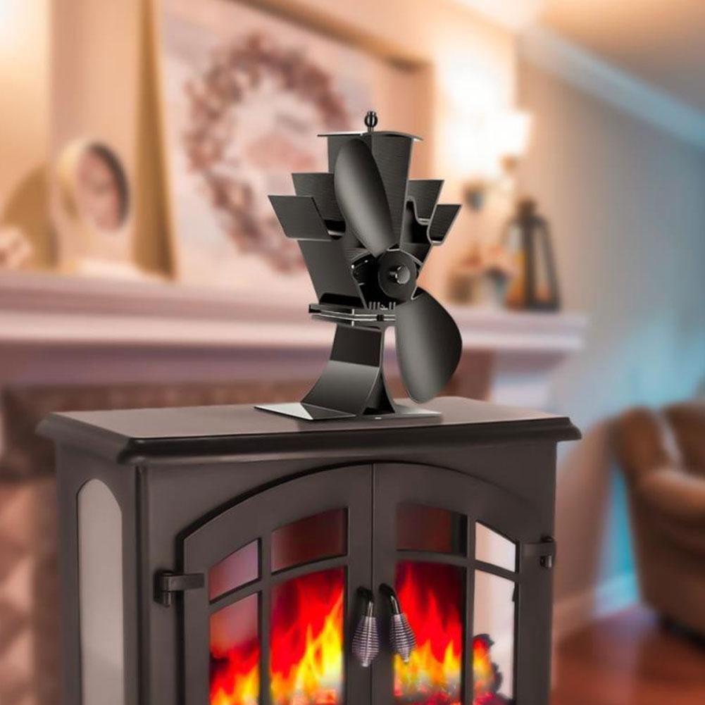 Safe Efficient Stove Fan 2 Blades Heat Powered Fireplace Fan Eco Friendly Quiet Home Efficient Heat Distribution