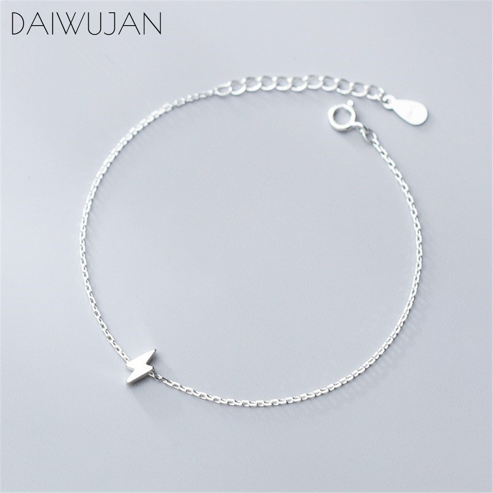 DAIWUJAN-Plata de Ley 925 auténtica de rayo minimalista para mujer, pulsera de cadena individual para mujer, accesorios de joyería delicada de boda