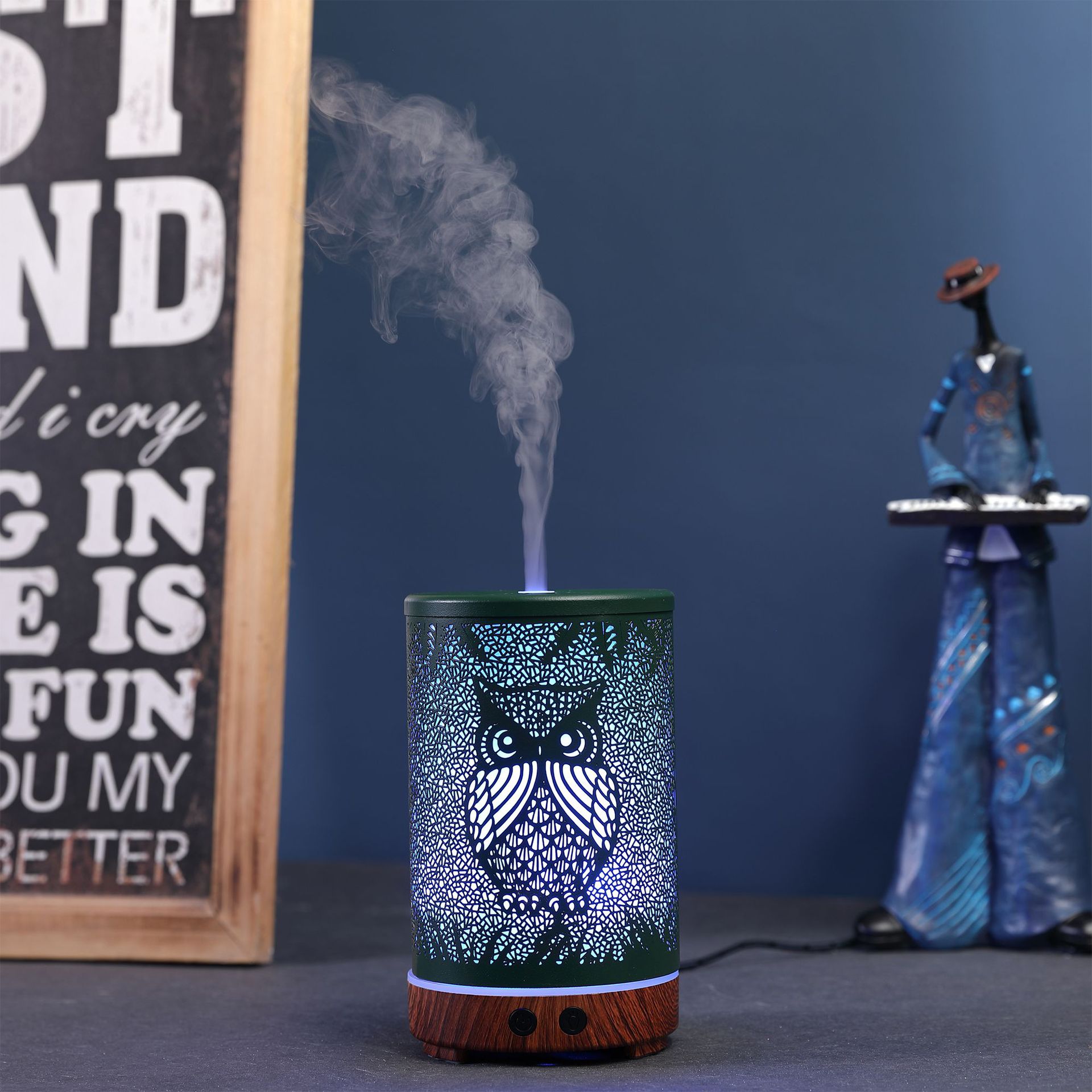 Diffusore di olio essenziale di gufo creativo umidificatore ad ultrasuoni per aromaterapia ad aria 7 lampada a portato che cambia colore per diffusore casa ufficio