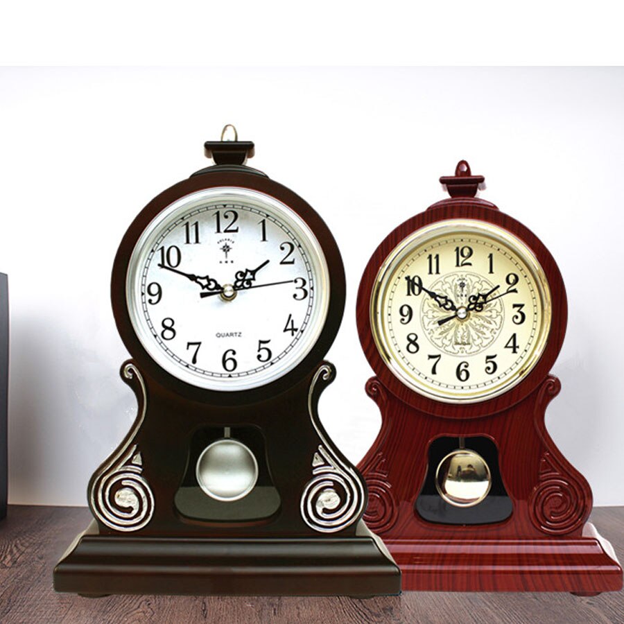 Reloj de mesa Retro europeo, reloj de escritorio de péndulo para sala de estar, dormitorio, grande, silencioso