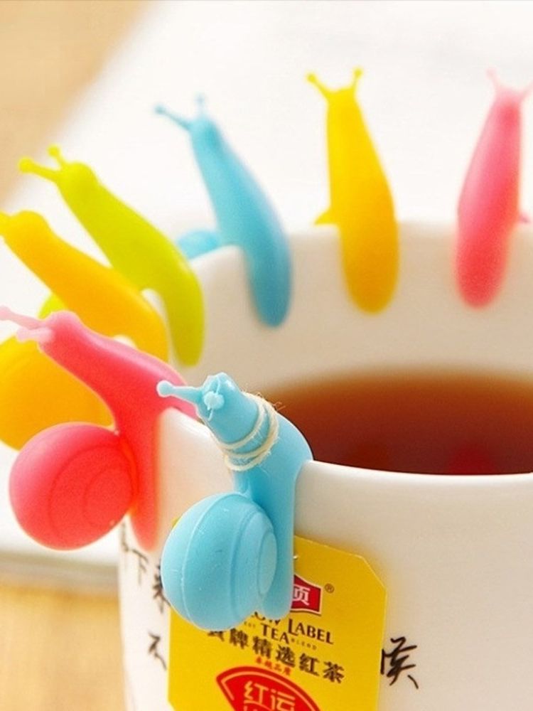 2Pcs Silicone DisposableTea Bag Holder Rest Clips Cute Snail Shape Tableware Tea Pot Cups Mug Decoration Drinkware Tools