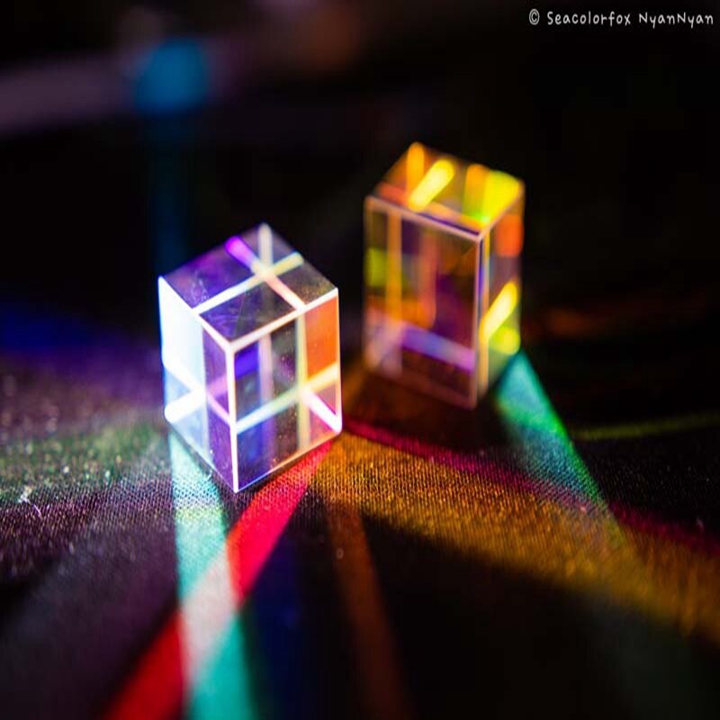 Cube Prism Six-Sided Bright Light Combine Cube Stained Glass Prism Beam Splitting Prism Optical Experiment Instrument Lens
