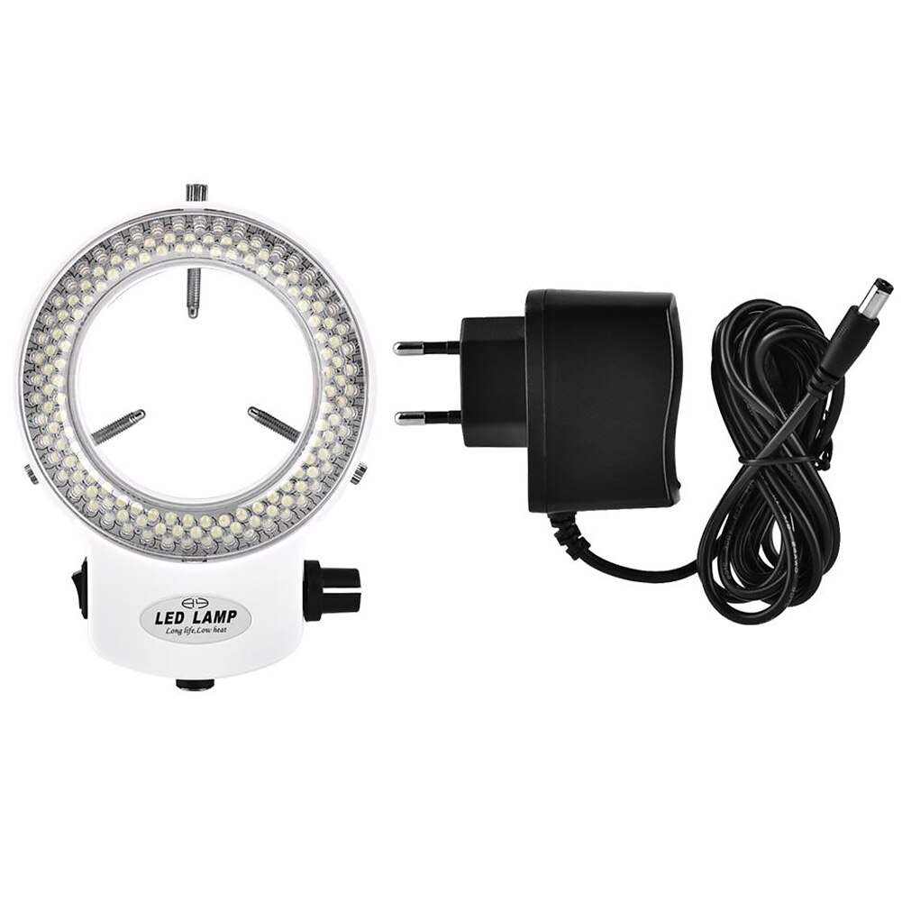 Anillo de luz LED 100V 240V círculo práctico proyector de cámara brillo ajustable lámpara portátil para estéreo microscopio sombra gratis: White EU