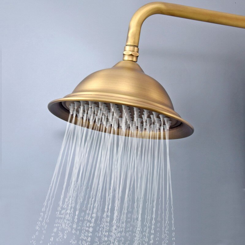 Bathroom Accessory 8 Inch Antique Brass Water Saving Round Shape Top Rain Shower Head Bathroom Fitting ash239