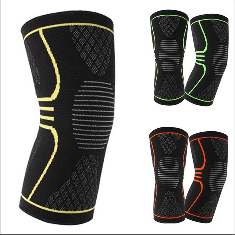 1PC Knie Unterstützung Knie Pads Brace Knie Protector Gym Gewichtheben Knie Wraps Verband Straps Schutz Kompression Knie Brace suppor: YELLOW / L