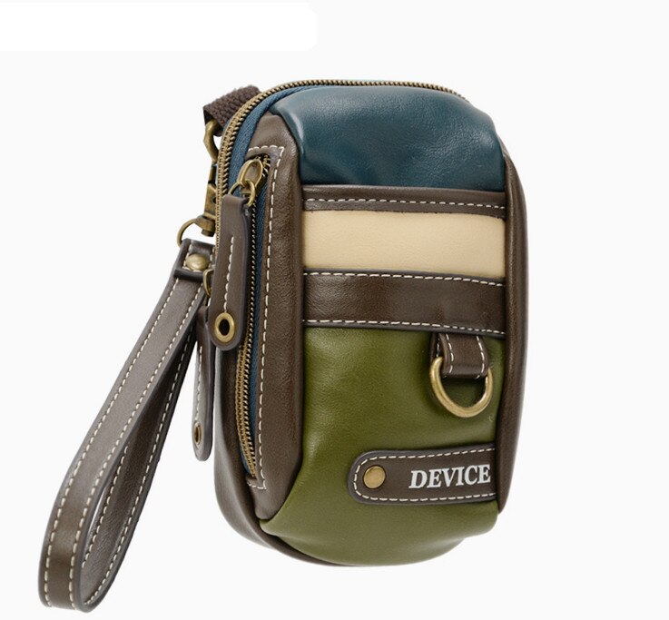 Crosscharm Brand Men Leather Handbag Travel Fanny Waist Pack Pouch Satchel Sling Messenger Crossbody Bags MINI Patchwork 50025: BEXGN