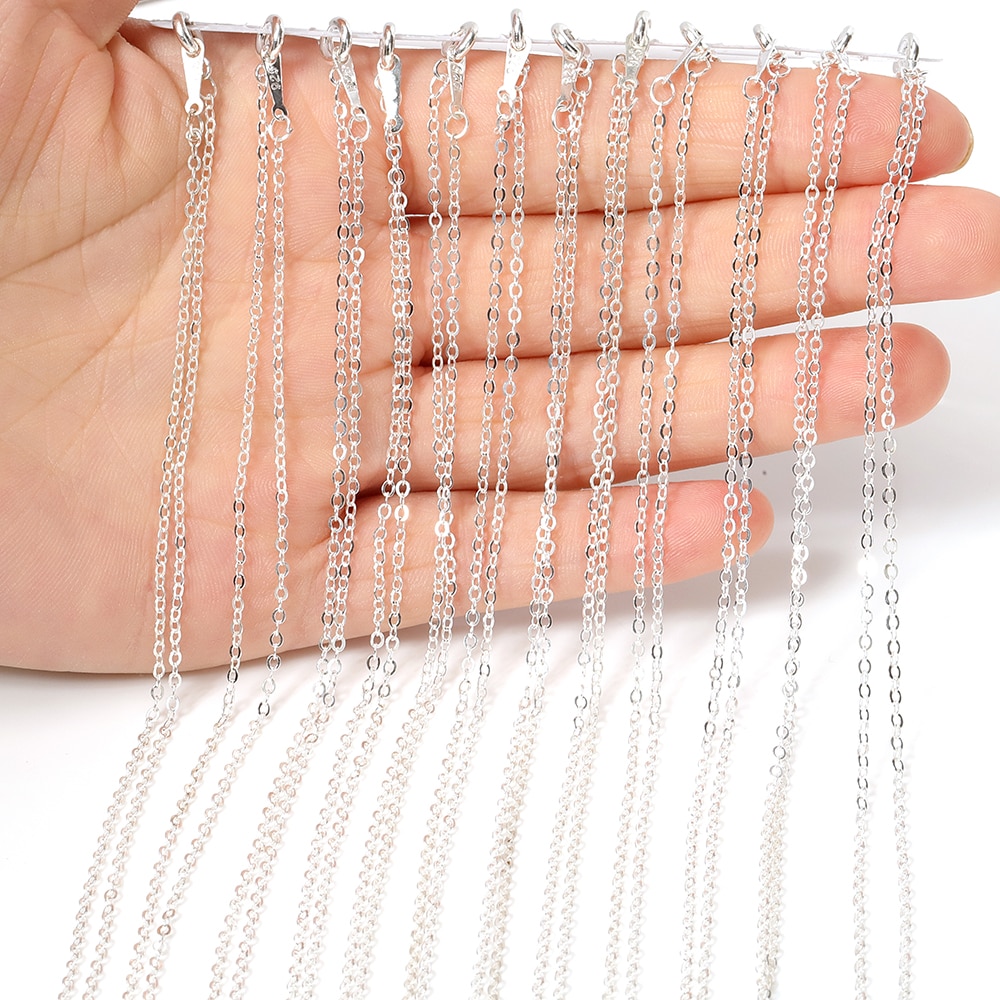 12st Halskette Gliederkette 40cm Länge Hummer-Haken-Metall Feine Panzerkette DIY Zubehör für Handwerk Schmuckherstellung: Simple chain-silber-