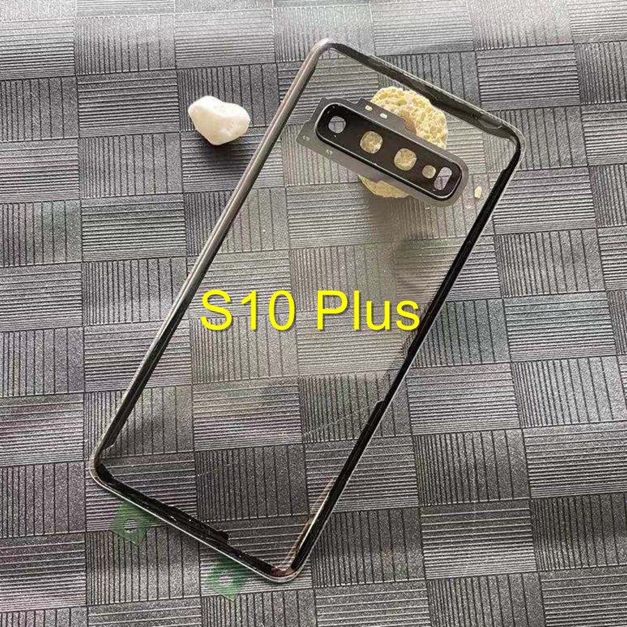 Clear Cover For Samsung Galaxy S8 S9 Plus S10 5G Back Battery Cover Rear Housing Door Glass Panel With Camera Lens Replacement: S10 Plus-Transparent