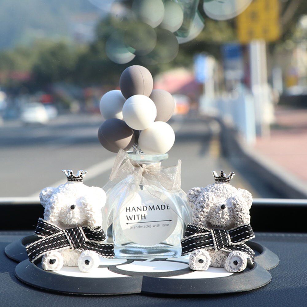 Wnętrze automatyczny wyświetlacz deski rozdzielczej ozdoby miś ornament ekologiczny zapach gipsowy odświeżacz powietrza uchwyt samochodowy widżety: zestaw-C