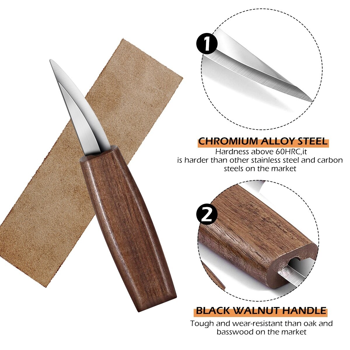 Wood Carving Tool Set - Hook for Spoon, Bowl, Kuksa Cup or General Carving Knife, Whittling Knife, Detail Wood Utensils Type