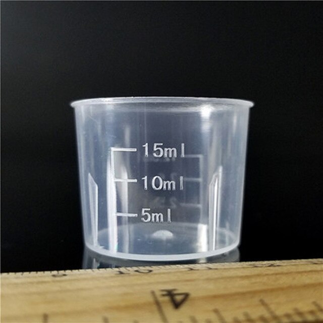 10Pcs 15/30ml Medicine Lab Measuring Measure Cups Plastic Liquid Scale Cup Jar: 15ml