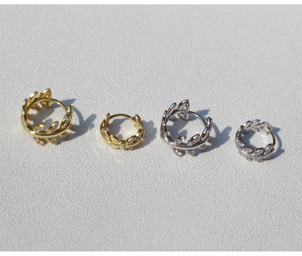 925 Orecchino D'argento di Modo di Zircon INS Stile di Oliva Foglia Anello di Orecchio Dolce di Tendenza Selvaggia Temperamento Femminile Della Ragazza Dei Monili Dell'orecchio