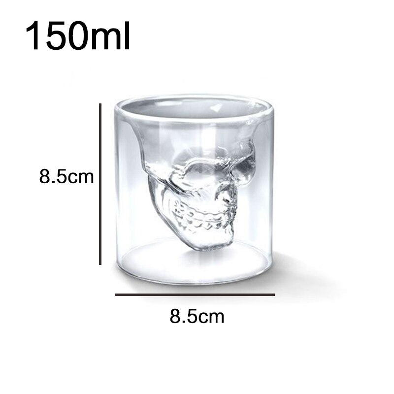 4 Sizess Skull Cup Shot Glass Transparent Cup Crystal Skull Head Glass Cup for Whiskey Wine Vodka Bar Club Beer Wine Glass: 150ml