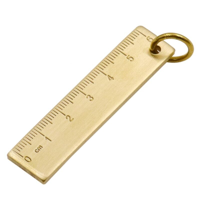 Portable 6cm Small Copper Ruler 3mm Thickened Brass Metal Ruler Keychain Rule U4LB