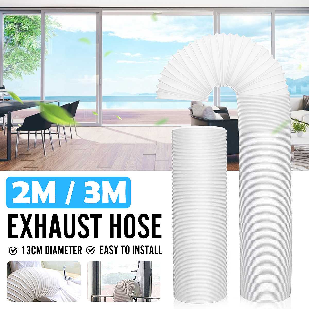 2M/3M Aluminum Foil Duct Hose Pipes Fittings Kitchen Exhaust Inline Fan Vent Hoses Ventilation Air Vent Tube Part 130mm Diameter