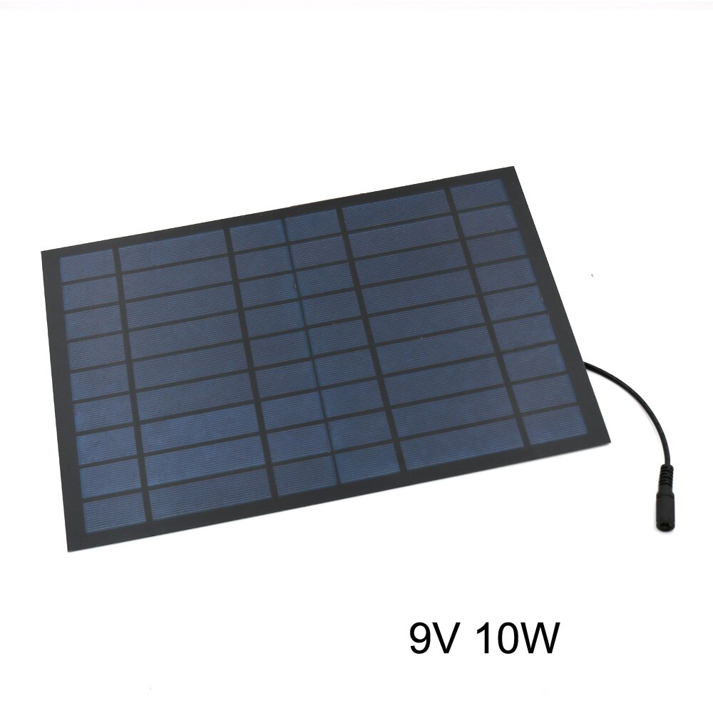 Panneau solaire 9V 2/3/4.5/10W Transparent Poly Module de cellules solaires 7.4V 6.4V 26650 18650 3.2V 3.7V connecteur de batterie DC 5.5*2.1 plug