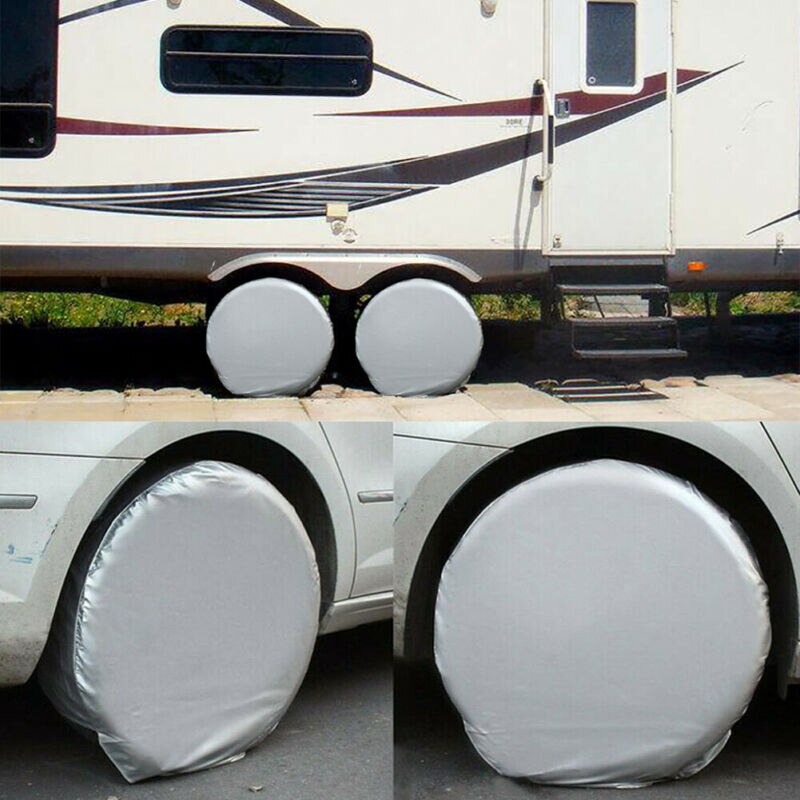 Bandenhoezen Voor RV Wheel  4 Stuks Zilver , Oxford Sun Protectors Voor Camper Bootaanhangwagen Camper Van 241103