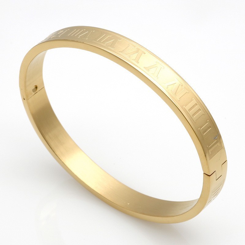 Liefde Romeinse Cijfer Mannen Vrouwen Armband Titanium Staal 4 Kleuren Paar Bangle Armband Voor Mannen Vrouwen Sieraden