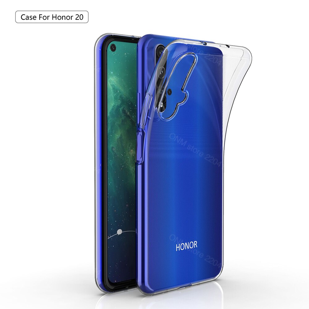 Capinha para huawei honor 20 tpu silicone claro cabido pára-choques caso macio para huawei honor 20 transparente capa traseira