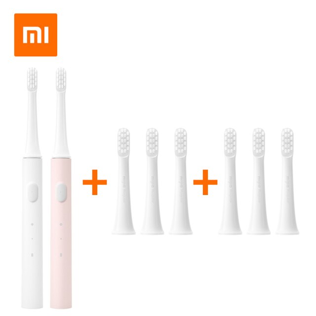 Xiaomi Mijia T100 Sonic Electric Toothbrush Cordless USB Rechargeable Waterproof Ultrasonic Automatic Tooth Brush for Adult: White Pink 6Brush