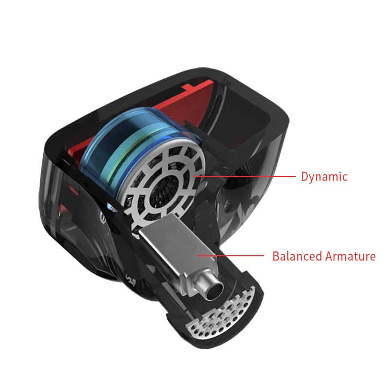 Kz  es4 in ohrhörer-monitor-headset mit dynamischen und armatur-treibern, hifi-bass, geräuschunterdrückung und ohrbügeln