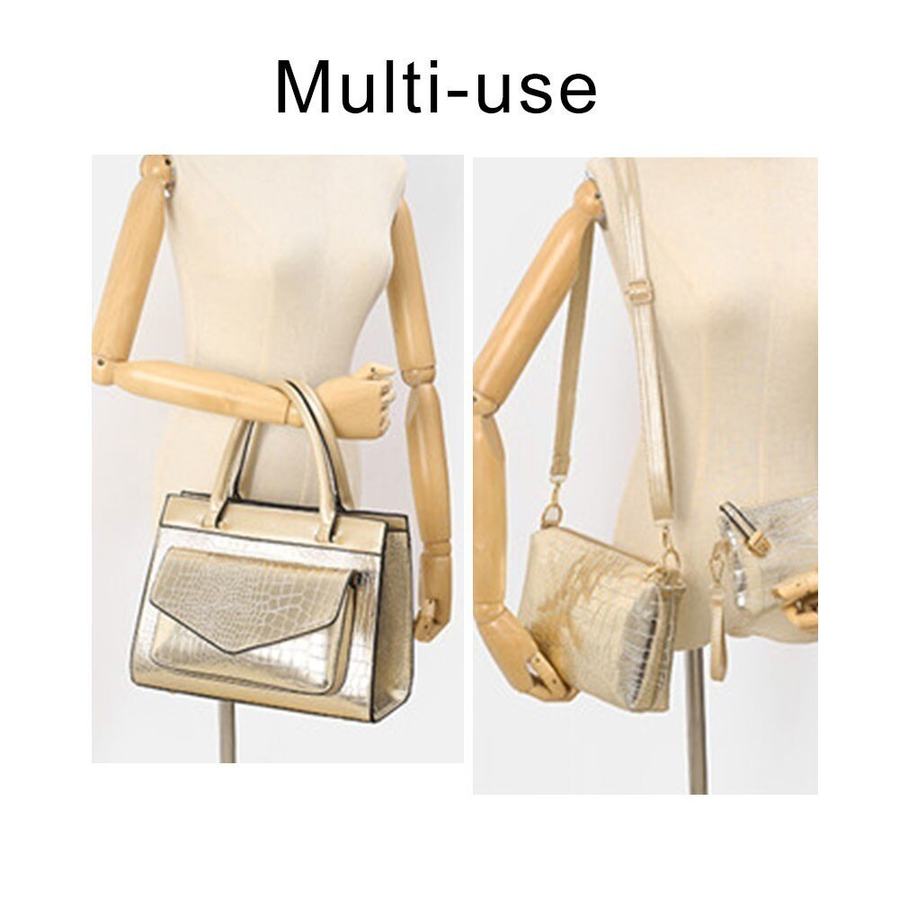 4 teile/satz Luxus Krokodil Frauen Tasche Gold rot Patent Leder Frauen Handtaschen einstellen Große Kapazität Schulter Tasche Weibliche Portemonnaie