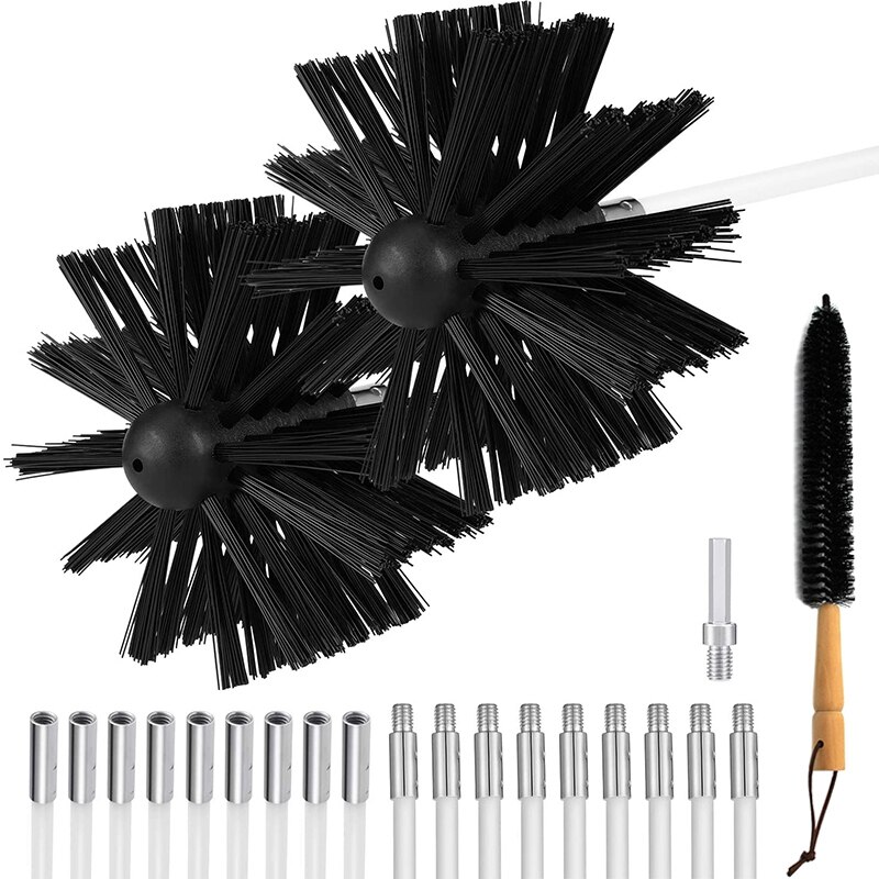 Dryer Vent Cleaner 24 Feet, Flexible 18 Rods Dry Duct Cleaning Kit Chimney Brush with 2 Brush Heads and Dryer Lint Brush,