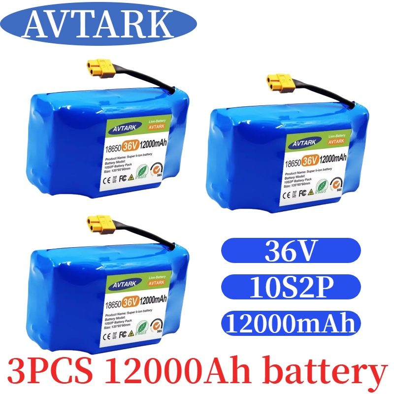 Original 18650 Lithium-Ionen-Akku 36 V 10S2P 12000 Ah, geeignet für den Stromversorgungsbetrieb von Elektrorollern/Twist-Scooter