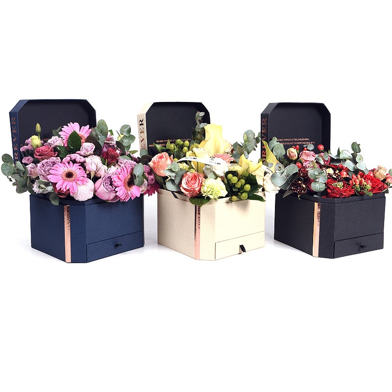 Cajas de papel de flores de doble capa, 1 Uds., caja de cartón para de boda o San Valentín, ideal como