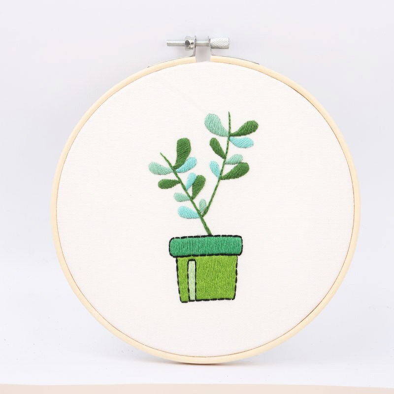 Kit de broderie avec motif Cactus et plante en bambou, 3 pièces, points de croix imprimés, couture artisanale, peinture d&#39;art