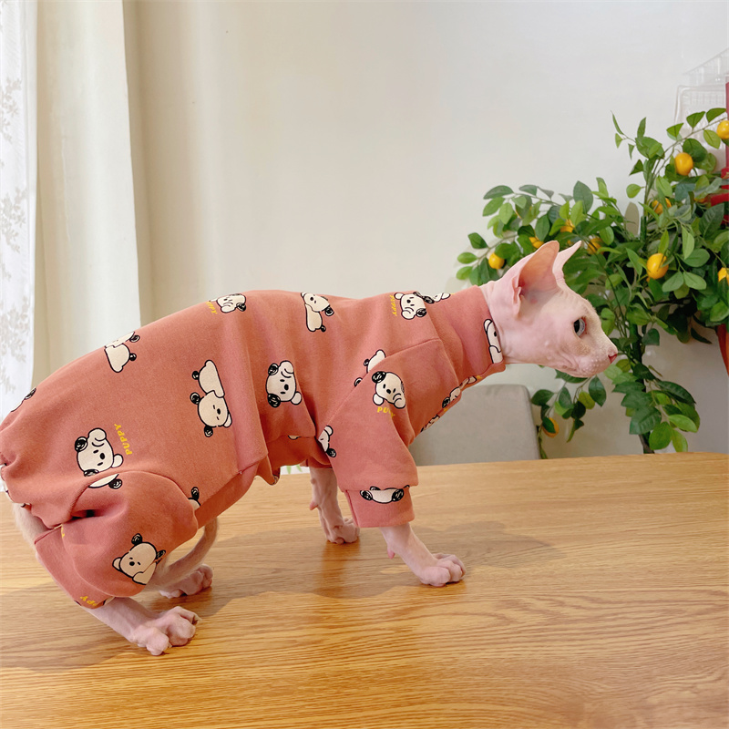 Manteau de dessin animé en coton pour chat Sphynx au printemps hiver maillot de corps à 4 pattes pour chats mignon canard chiot panda vêtements de détente pour chatons