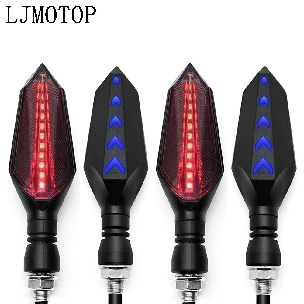 Universal 12 Led Motorfiets Richtingaanwijzers Moto Achterlichten Signal Lamp Voor Kawasaki/Honda/Suzuki/Yamaha/Ducati: 2 pairs red-blue